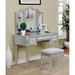 Willa Arlo™ Interiors Magallon Vanity Set w/ Stool & Mirror Wood in Gray | 56.5 H x 43.25 W x 20 D in | Wayfair ROSP2286 39310682