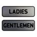 Signs ByLITA Standard Ladies Gentlemen Restroom Sign Set - Black/Gold Small 2" X 6" Plastic in Gray | 2 H x 6 W x 1 D in | Wayfair AQS-LGRS-SLVR