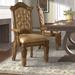 Lark Manor™ Valmonte Tufted Queen Anne Back Arm Chair Faux Leather/Wood/Upholstered in Brown/Yellow | 48 H x 27 W x 27 D in | Wayfair