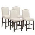 Red Barrel Studio® Set Of 4 Nailhead Bar Stools Counter Height Stool For Kitchen/dining Room Beige Wood/Upholstered in Brown | Wayfair