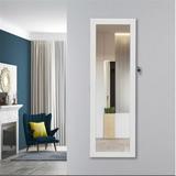 Latitude Run® Fashion Simple Jewelry Storage Mirror Cabinet w/ LED Lights Can Be Hung On The Door Or Wall Manufactured in White | Wayfair
