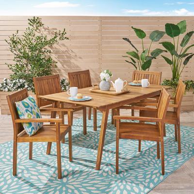 Jersey Outdoor 7 Piece Acacia Dining Set By Christopher Knight Home Accuweather - Delani 5pc Wicker Patio Dining Set Christopher Knight Home
