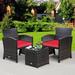 3 Pieces PE Rattan Wicker Furniture Set with Cushion Sofa Coffee Table for Garden - 23" x 21" x 30.5" (L x W x H)