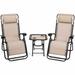 Arlmont & Co. Rowell Zero Gravity Reclining Sun Lounger Set w/ Table Metal in Brown | 44.5 H x 26 W x 39.5 D in | Outdoor Furniture | Wayfair