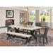 East West Furniture Table Set- a Dining Table & Dark Gotham Linen Fabric Parson Chairs, Wire Brushed Black(Pieces Options)