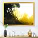East Urban Home Abstract of Black Meeting Yellow - Picture Frame Painting on Canvas Metal in Black/Yellow | 16 H x 32 W x 1 D in | Wayfair