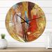 East Urban Home Lady in White Dress & Lady in Red Dress II - Modern wall clock Metal in Red/White/Yellow | 16 H x 16 W x 1 D in | Wayfair