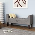 Red Barrel Studio® Battle Flip Top Storage Bench Linen/Upholstered/Fabric in Gray/Brown | 24.2 H x 52 W x 18 D in | Wayfair