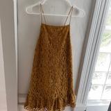 Free People Dresses | Free People Mini Dress Yellow Velvet Lace | Color: Gold/Yellow | Size: M