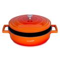 Non-Stick Shallow Casserole Dishes with Lids Oven Proof -28cm -4.1L Cast Aluminium Oven Dish, Stainless Steel Base - Induction - Lighter Than cast Iron Casserole Dish with lid (Orange)