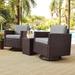 Crosley Palm Harbor 3 Piece Wicker Conversation Set With Gray Cushions