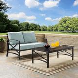 kaplan 2 pc outdoor seating set with mist cushion - loveseat, coffee table - 50"W x 71.5"D x 36"H