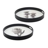 Botanical Tray (Set of 2) 18"D, 19.25"D MDF/Glass/Paper - 18"D, 19.25"D