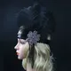 Fascinateur à paillettes de plumes noires de style indien pièce de sauna évasée bande de sauna