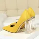 Escarpins à Talons Hauts en Satin Vert pour Femme Chaussures Transparentes de Mariage Jaune et