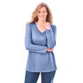 Plus Size Women's Perfect Long-Sleeve V-Neck Tee by Woman Within in French Blue (Size L) Shirt