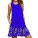 MANTAR Womens Plus Size Casual Dresses Ladies Floral Printed Loose Round Neck Sleeveless T-Shirt Pockets Mini Dress