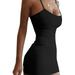 Sexy Dance Women Solid Color Sexy Mini Dress Sleeveless Strappy Party Club Tank Top Dress Black XL=US 10