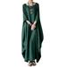 Boyfriend Oversized Cotton Linen Maxi Dress For Women Winter Long Sleeve Casual Loose Long Dress Plus Size Ladies Vintage Maxi Kaftan Gypsy Holiday Tunic Shirt Dress