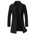 Niuer Mens Single Breasted Pea Coat Solid Color Wool Blend Casual Slim Fit Jacket for Winter