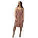 Peach Couture Women Vintage Sexy V Neck Cocktail Party Midi Dress Tie Front Spaghetti Strap Cut Out Back Boho Dress