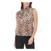 Calvin Klein Womens Animal Print Mock Neck Shell