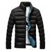 Hazel Tech-Men's jacket , leather warm coat, Retro Solid Color Thick Cottoncold, Stand Collar Down Zipper Bomber Jacket Casual Coat