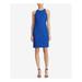 RALPH LAUREN Womens Blue Lace Sleeveless Jewel Neck Above The Knee Shift Dress Size 8