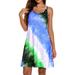 Womens Summer Rainbow Gradient Sleeveless Casual Sundress Ladies Boho Beach Midi Dress