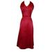 Satin Halter Dress Formal Tea Length Bridesmaid Homecoming Prom Junior & Plus Size (3X, Red), 3X, Red