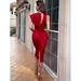 Big Bow Back Halterneck Pencil Dress