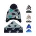 AYYUFE Kids Winter Ear Protection Beanie Warm Pompom Hat Dinosaur Print Scarf Set