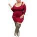 Sexy Dance Women Plus Size Sexy Cold Shoulder Long Sleeve Dress Bandage Party Club Bodycon Midi Dresses