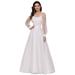 Ever-Pretty Women Elegant Long Sleeves Mesh Applique Empire Waist Long Bridal Dress 00242 Cream US14