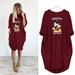 Women's Casual Long Sleeve Dresses Mickey Mouse Printed Round Neck Dress