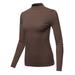 A2Y Women's Basic Solid Soft Cotton Long Sleeve Mock Neck Top Shirts Junior Fit Americano L