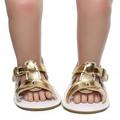 Baby Boy Girls Summer Sandals Anti-Slip Rubber Sole Summer Beach Shoes,PU Strap Toddler First Walker Crib Shoes Newborn Prewalker First Walking Shoes Snap Closure Sandal 0-18Month,Gold