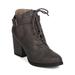 New Women Michael Antonio Mime PU Almond Toe Lace Up Block Heel Bootie