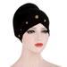 Spftem Women Solid Beading India Hat Muslim Ruffle Cancer Chemo Hat Beanie Wrap Cap