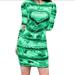 Winnereco Women Heart Print Long Sleeve Dress Bodycon Hip-wrapped Dress (Green 3XL)