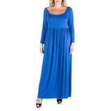 24seven Comfort Apparel Plus Size Empire Waist Long Sleeve Maxi Dress