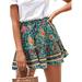 Niuer Women Casual High Waist Pleated A-Line Midi Skirt Ladies Fashion Printed Office Work Loose Flare Swing Skirts Floral L(US 12-14)