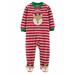 Carters Infant Boys Red Stripe Reindeer Christmas Sleeper Holiday Pajamas