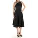 BETSEY JOHNSON Womens Black Pleated Sleeveless Halter Knee Length Dress Size: 10