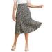 Allegra K Women's Peasant Elastic Waist A-Line Leave Print Midi Skirt