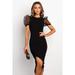 Women's Sexy Side Open Fork Bubble Sleeve Solid Color Dress