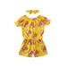 Toddler Infant Baby Girls Summer Clothes Short Sleeve Off Shoulder Floral Romper Jumpsuit+Headband