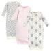 Touched by Nature Baby Girl Organic Cotton Henley Gowns, 3-Pack