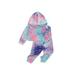 Infant Kids Baby Girls 2PCS Tie Dye Suit,Children's Velvet Long Sleeve Hooded Top,Elastic Waist Long Pants