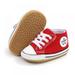 Clearance New Canvas Classic Sports Sneakers Newborn Baby Boys Girls First Walkers Shoes Infant Toddler Soft Sole Anti-Slip Baby Shoes (0-12months,Red Baby)